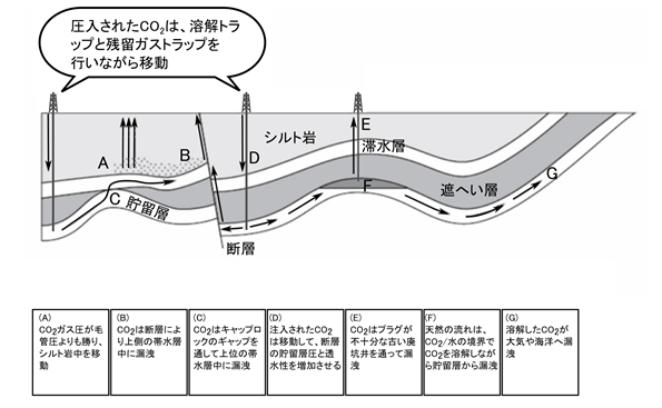 潜在的CO2漏洩経路